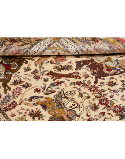 Tappeto Ghom seta Persia giallo arancione 129x203