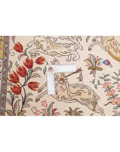 Tappeto Ghom seta Persia giallo arancione 129x203