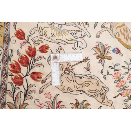 Tappeto Ghom seta Persia giallo arancione 129x203
