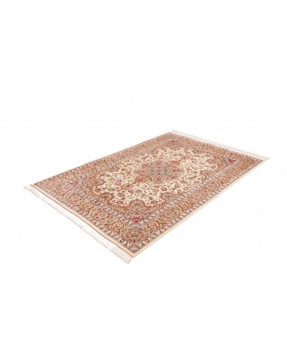 Tappeto Ghom seta Persia giallo marrone 135x199