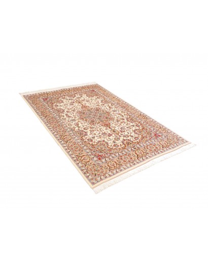 Tappeto Ghom seta Persia giallo marrone 135x199