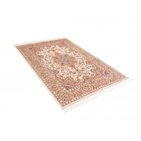 Tappeto Ghom seta Persia giallo marrone 135x199