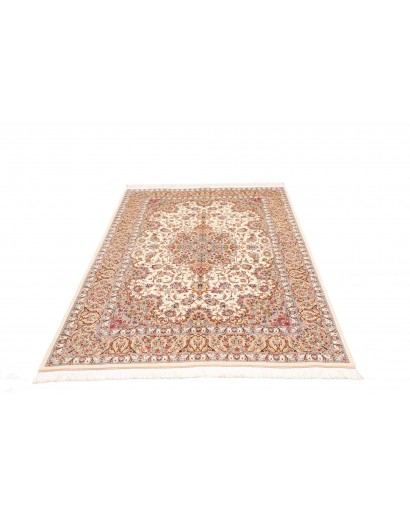 Tappeto Ghom seta Persia giallo marrone 135x199