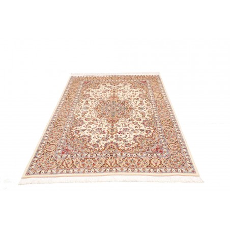 Tappeto Ghom seta Persia giallo marrone 135x199