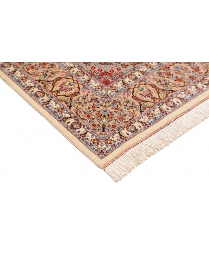 Tappeto Ghom seta Persia giallo marrone 135x199