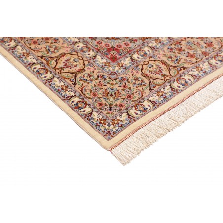 Tappeto Ghom seta Persia giallo marrone 135x199