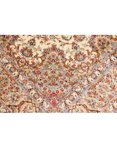 Tappeto Ghom seta Persia giallo marrone 135x199