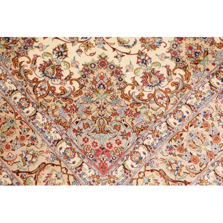 Tappeto Ghom seta Persia giallo marrone 135x199