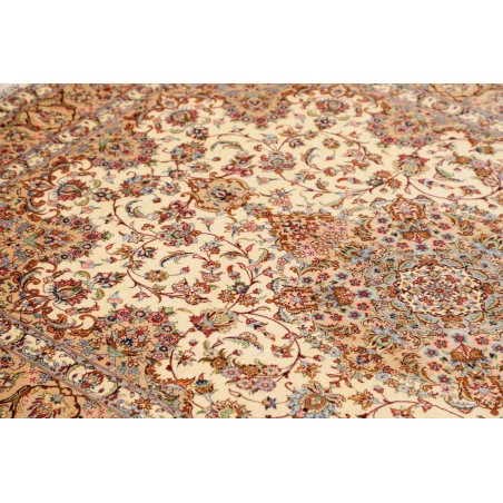 Tappeto Ghom seta Persia giallo marrone 135x199
