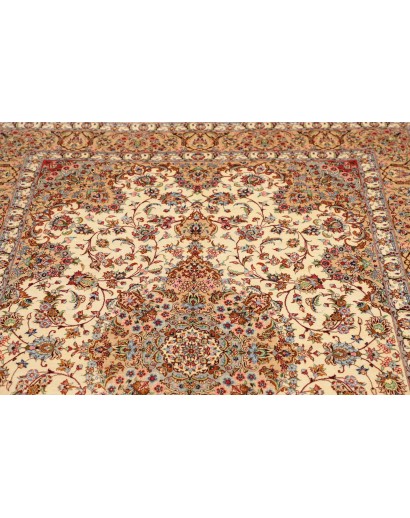 Tappeto Ghom seta Persia giallo marrone 135x199