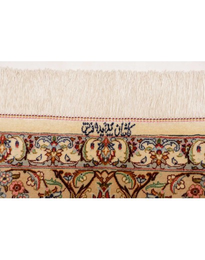 Tappeto Ghom seta Persia giallo marrone 135x199