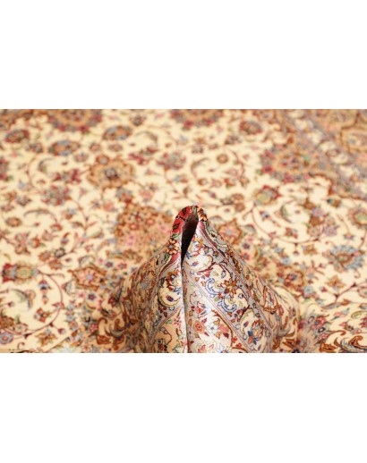 Tappeto Ghom seta Persia giallo marrone 135x199