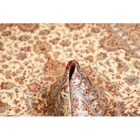 Tappeto Ghom seta Persia giallo marrone 135x199