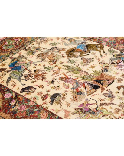 Tappeto Ghom seta Persia marrone 130x197