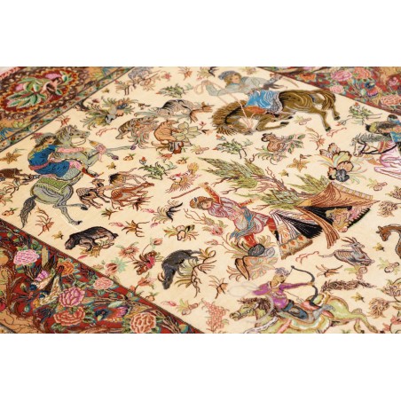 Tappeto Ghom seta Persia marrone 130x197