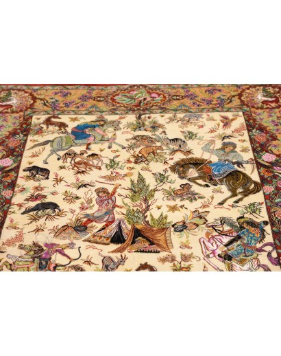 Tappeto Ghom seta Persia marrone 130x197