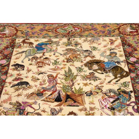 Tappeto Ghom seta Persia marrone 130x197