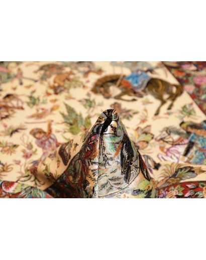 Tappeto Ghom seta Persia marrone 130x197
