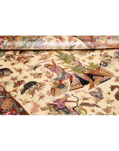 Tappeto Ghom seta Persia marrone 130x197
