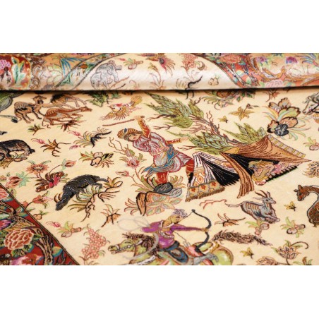 Tappeto Ghom seta Persia marrone 130x197