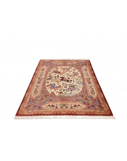 Tappeto Ghom seta Persia marrone 131x198