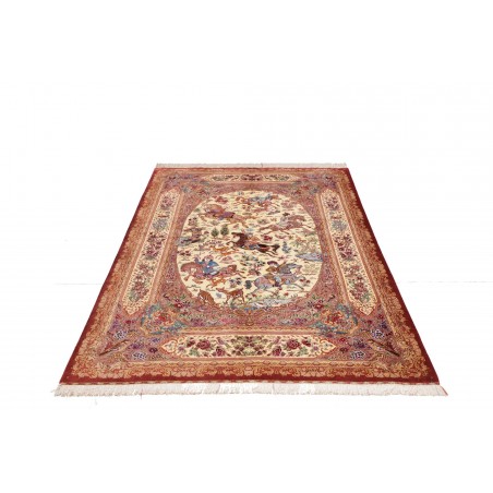 Tappeto Ghom seta Persia marrone 131x198