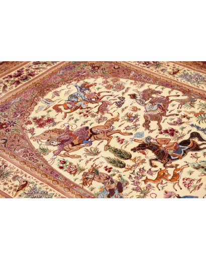 Tappeto Ghom seta Persia marrone 131x198