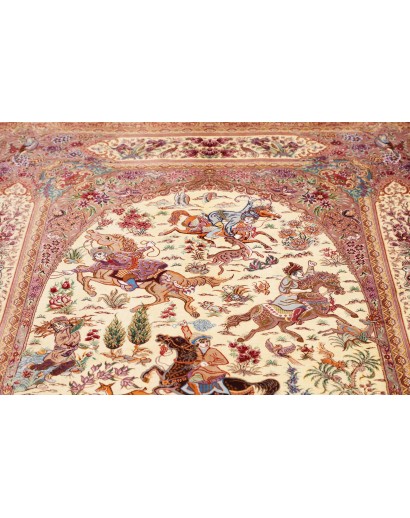 Tappeto Ghom seta Persia marrone 131x198