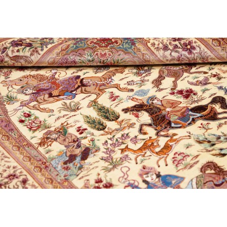 Tappeto Ghom seta Persia marrone 131x198