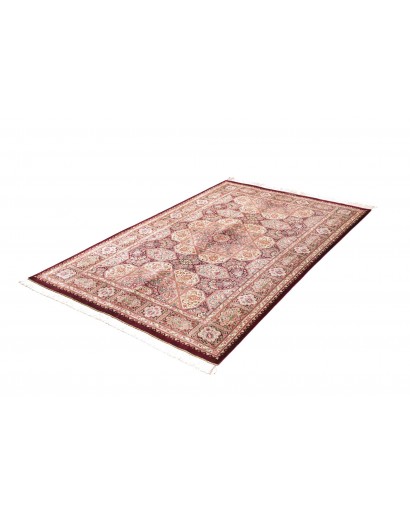 Tappeto Ghom seta Persia beige bianco 133x200
