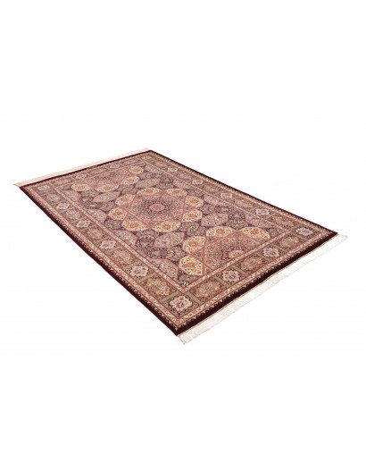 Tappeto Ghom seta Persia beige bianco 133x200