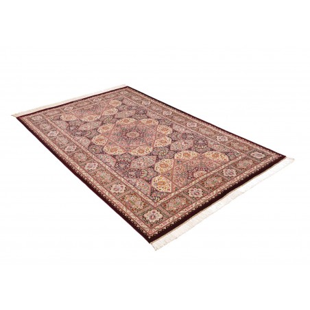 Tappeto Ghom seta Persia beige bianco 133x200