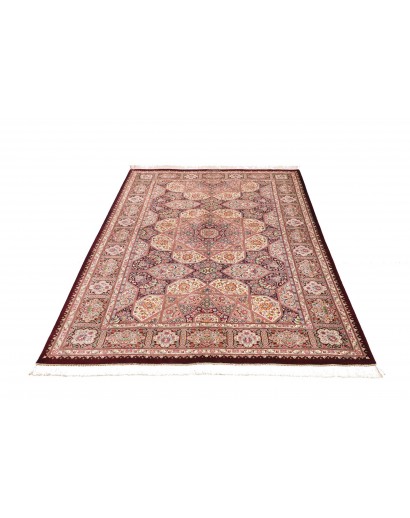 Tappeto Ghom seta Persia beige bianco 133x200