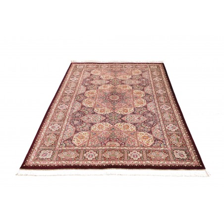 Tappeto Ghom seta Persia beige bianco 133x200