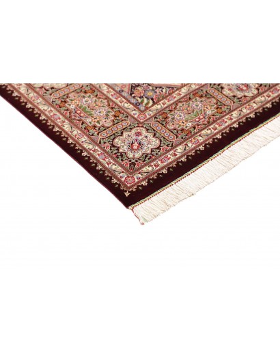 Tappeto Ghom seta Persia beige bianco 133x200