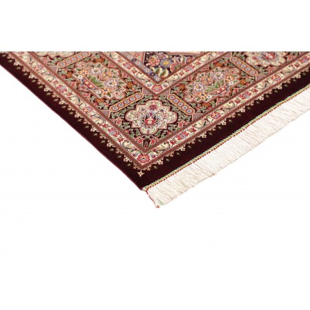 Tappeto Ghom seta Persia beige bianco 133x200