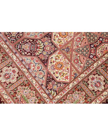 Tappeto Ghom seta Persia beige bianco 133x200