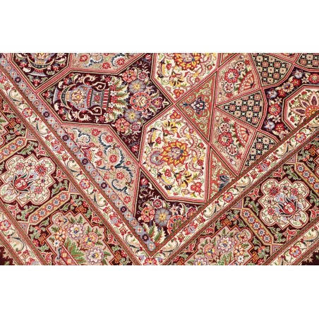 Tappeto Ghom seta Persia beige bianco 133x200