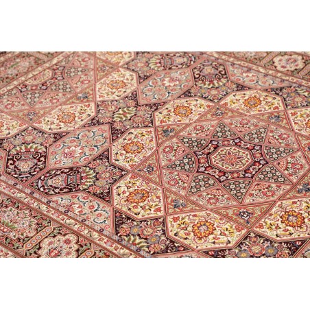 Tappeto Ghom seta Persia beige bianco 133x200