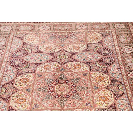 Tappeto Ghom seta Persia beige bianco 133x200