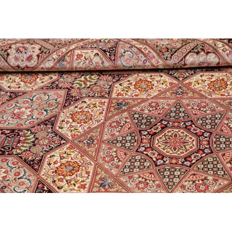 Tappeto Ghom seta Persia beige bianco 133x200