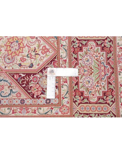 Tappeto Ghom seta Persia beige bianco 133x200