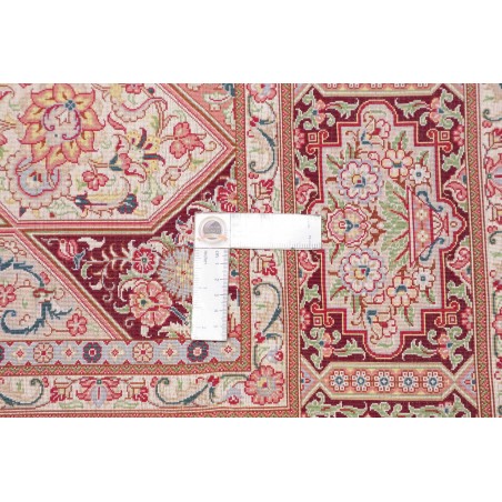Tappeto Ghom seta Persia beige bianco 133x200