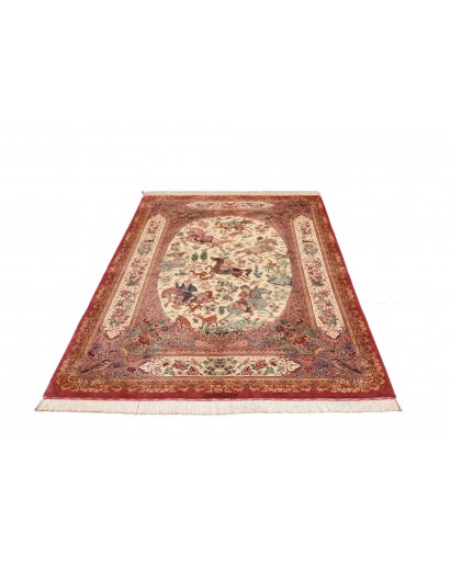 Tappeto Ghom seta Persia marrone 132x201