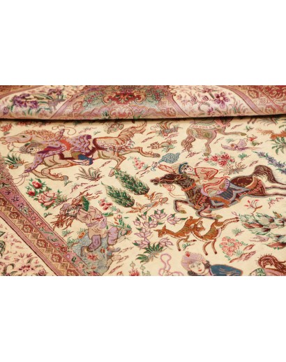 Tappeto Ghom seta Persia marrone 132x201