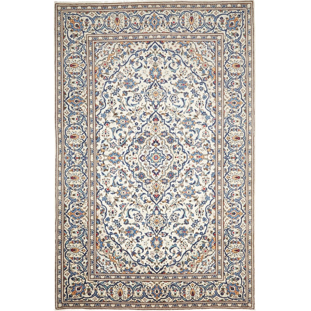 Tappeto Kashan Persia bianco grigio 196x300