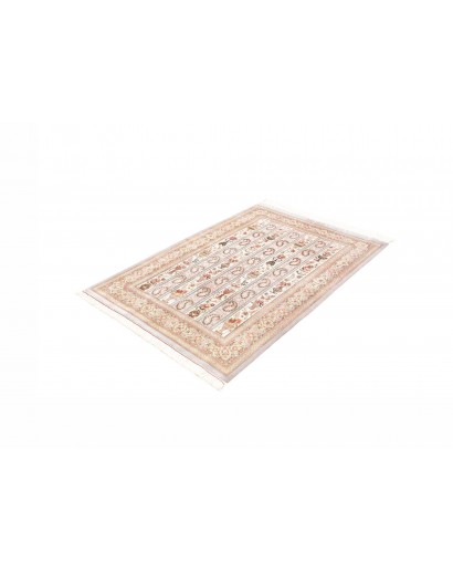 Tappeto Ghom seta Persia beige giallo 101x154