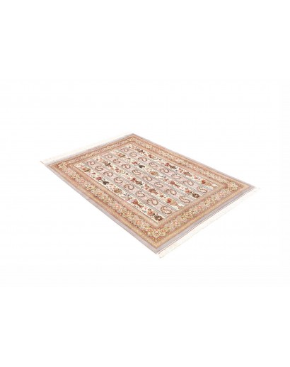 Tappeto Ghom seta Persia beige giallo 101x154