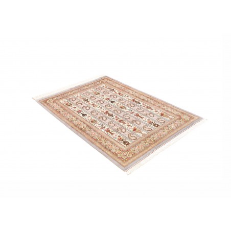 Tappeto Ghom seta Persia beige giallo 101x154
