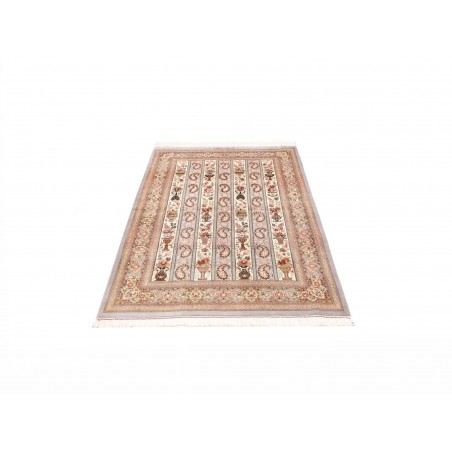 Tappeto Ghom seta Persia beige giallo 101x154